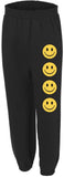 Kids Smiley Face Jogger Sweatpants Yellow Smiley Graphic Youth Cotton Polyester Lounge Pants