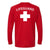 Red Lifeguard White Cross Long Sleeve T-Shirt 100% Polyester UPF Protection Unisex Crewneck Performance Shirt