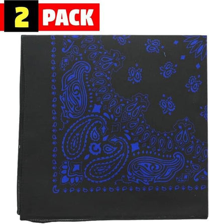 Trainmen Paisley Bandana Head Scarf Do-rag 100% Cotton Bandanna Cover 22" x 22", 2 Pack