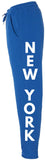 New York Printed Jogger Sweatpants Fleece Lounge Athletic Pants Cotton Polyester, Royal Blue