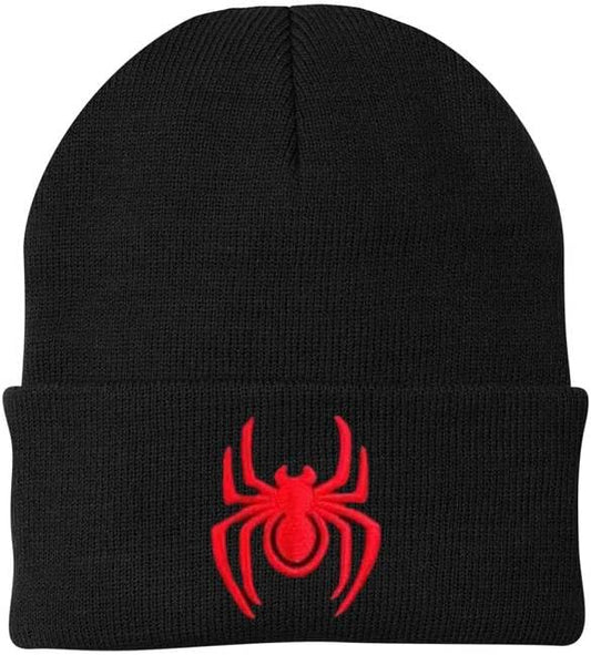 Army Universe Spider Embroidered Beanie Hat | Warm Knit Acrylic Halloween Scary Creepy Crawler Winter Watch Cap