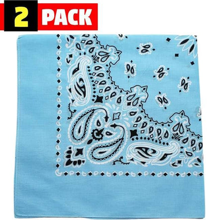 Trainmen Paisley Bandana Head Scarf Do-rag 100% Cotton Bandanna Cover 22" x 22", 2 Pack