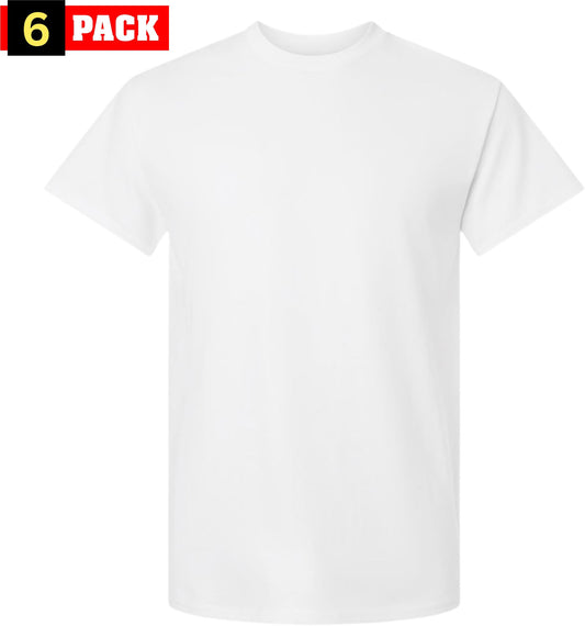 White Premium 100% Cotton T-Shirts 6 Pack, Crewneck Short Sleeve Undershirt, Work, Uniform, Gym, Casual, Everyday Tees