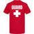 Red GUARD T-Shirt - White Cross Lifeguard Tee, Double-Sided Print, Cotton Crewneck for Men & Women
