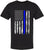 Black USA Flag Thin Line Short Sleeve T-Shirt Patriotic American Support First Responders Tee