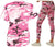Ladies Long Camouflage T-Shirt & Leggings Set Fashion Active Everyday Camo Shirt & Pant Set Women's
