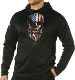Black Bearded Skull Concealed Carry Stylish and Functional Hoodie with US Flag