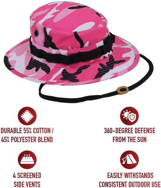 Pink Camouflage - Tactical Military Boonie Bucket Hat - Polyester Cotton