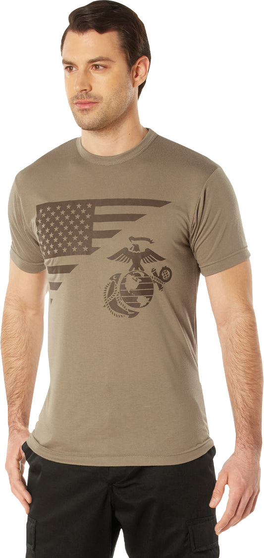 Coyote Brown USMC Eagle, Globe, & Anchor Moisture Wicking T-Shirt