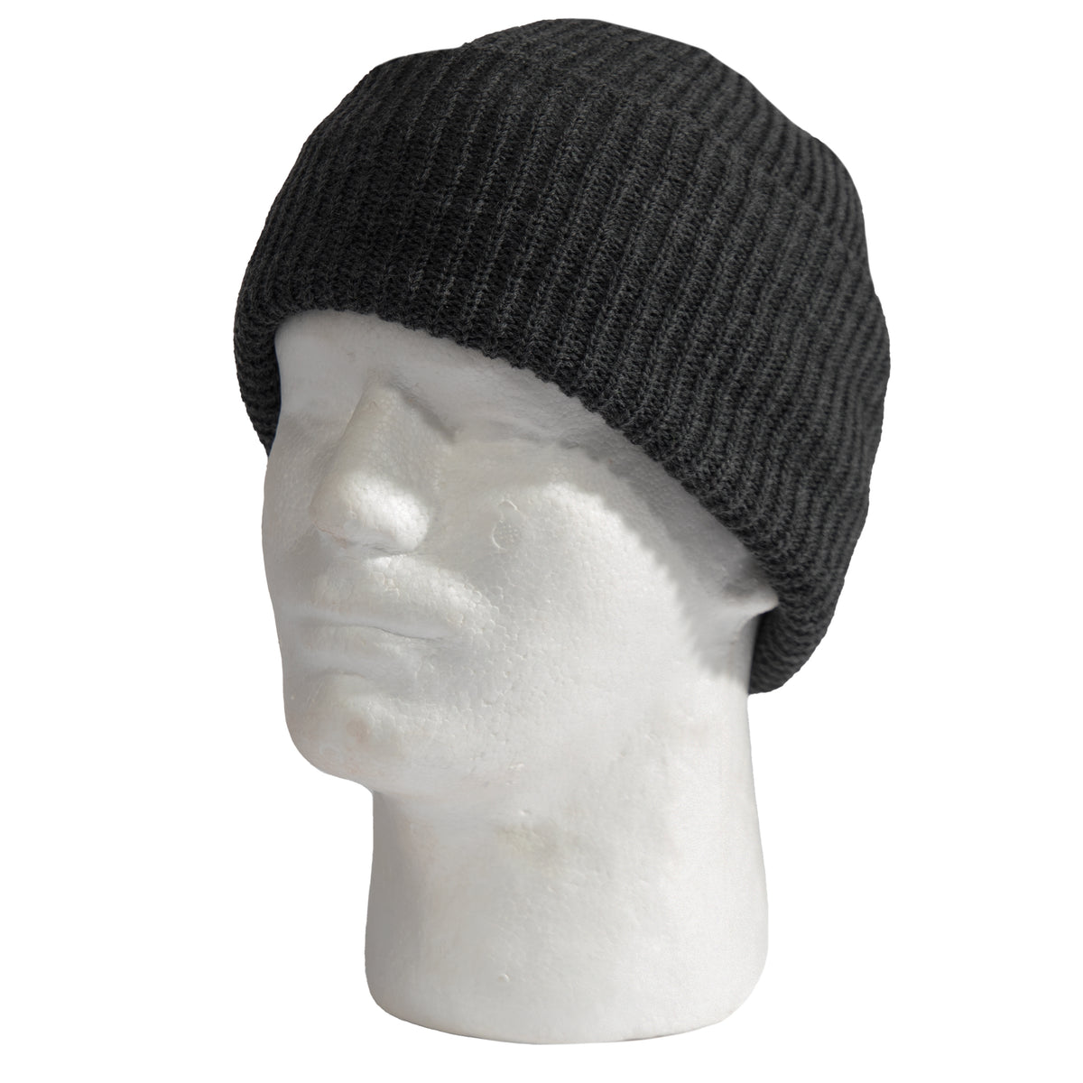 Charcoal Grey Knit Acrylic Watch Cap Military Cold Weather Winter Cuff Beanie Hat USA Made