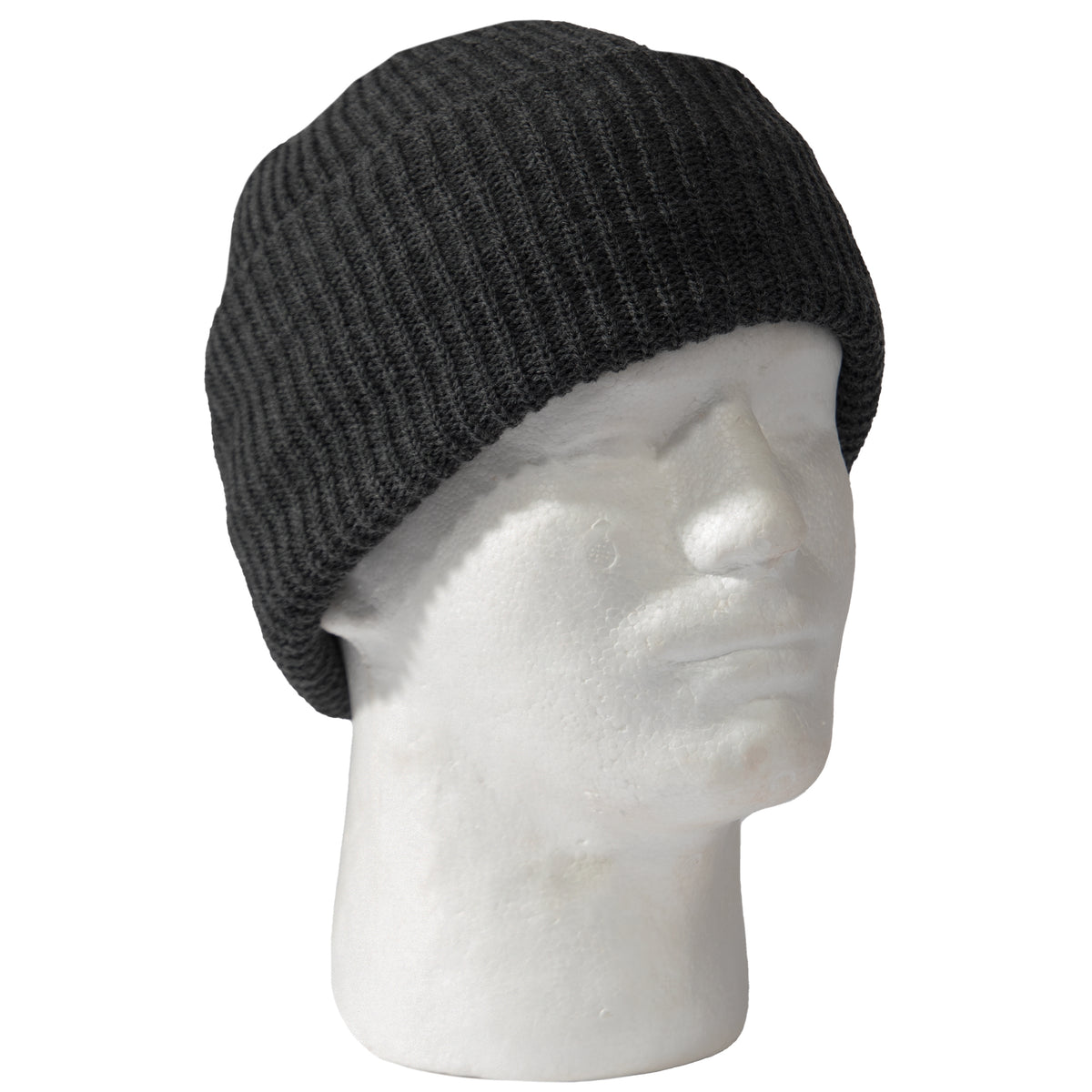 Charcoal Grey Knit Acrylic Watch Cap Military Cold Weather Winter Cuff Beanie Hat USA Made