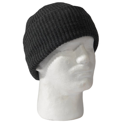Charcoal Grey Knit Acrylic Watch Cap Military Cold Weather Winter Cuff Beanie Hat USA Made