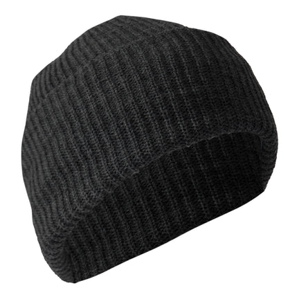 Charcoal Grey Knit Acrylic Watch Cap Military Cold Weather Winter Cuff Beanie Hat USA Made