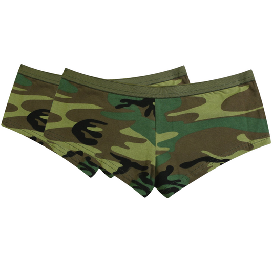 Rothco Womens Woodland Camouflage Slim Fit Booty Shorts Underwear 2 Pack
