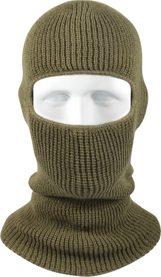 Olive Drab One Hole Face Mask Acrylic Balaclava Made in USA Cold Weather Tactical Mask