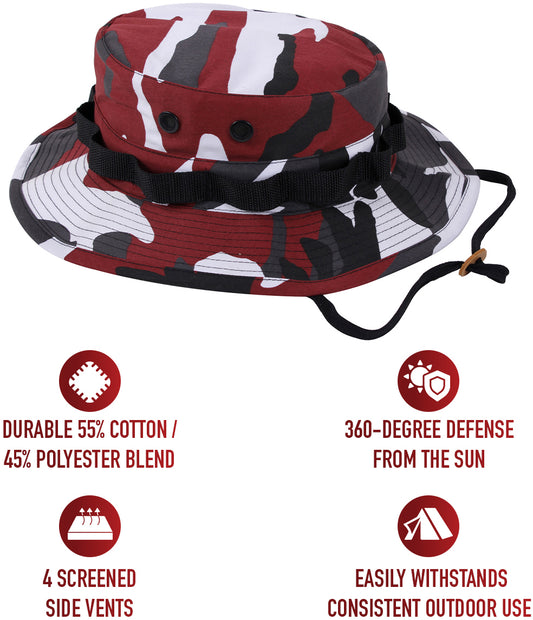 Red Camouflage - Tactical Military Boonie Hat - Polyester Cotton