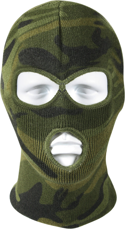 Green camouflage ski mask on a white background