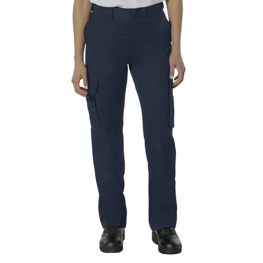Women’s navy blue 9-pocket EMT cargo work pants with expandable waistband
