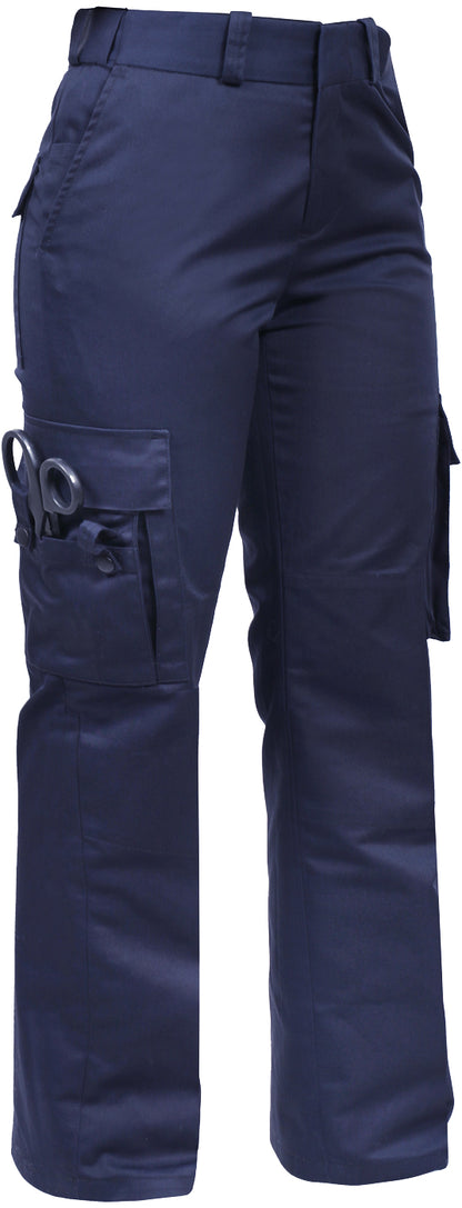Women’s Navy Blue 9-Pocket EMT Pants – Polyester Cotton Twill Cargo Work Trousers
