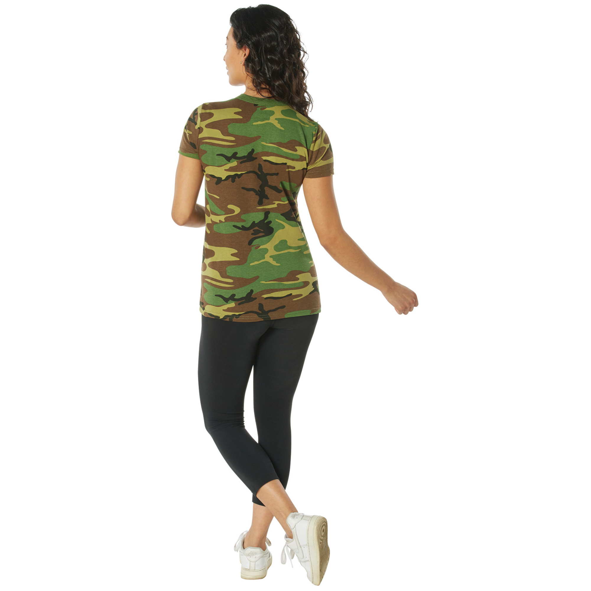 Woodland Camouflage - Womens Military Long T-Shirt - Galaxy Army Navy