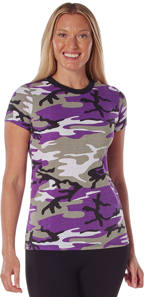 Purple Camo - Long Length Women's T-Shirt - Poly/Cotton - Short Sleeve - Capped Sleeve