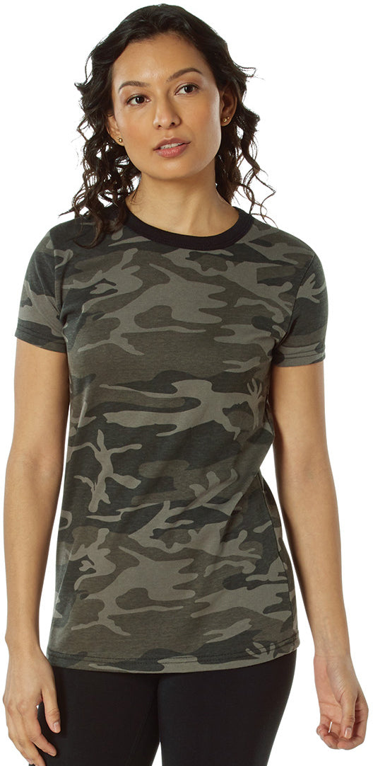 Black Camo - Long Length Women's T-Shirt - Poly/Cotton - Short Sleeve - Capped Sleeve