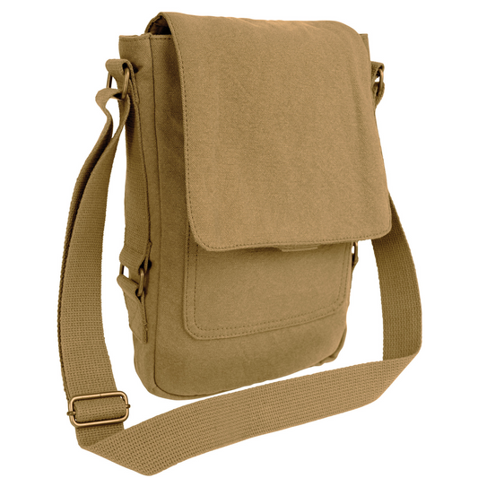 Coyote Brown - Tactical Tablet Tech Shoulder Bag - Vintage Cotton Canvas