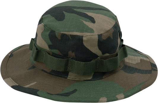 Woodland Camouflage - Tactical Military Boonie Hat - 100% Cotton Rip-Stop
