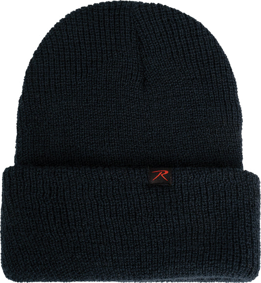 Navy Blue - 100% Wool Double Layered Knit Watch Cap Beanie Winter Hat with Rothco Tag