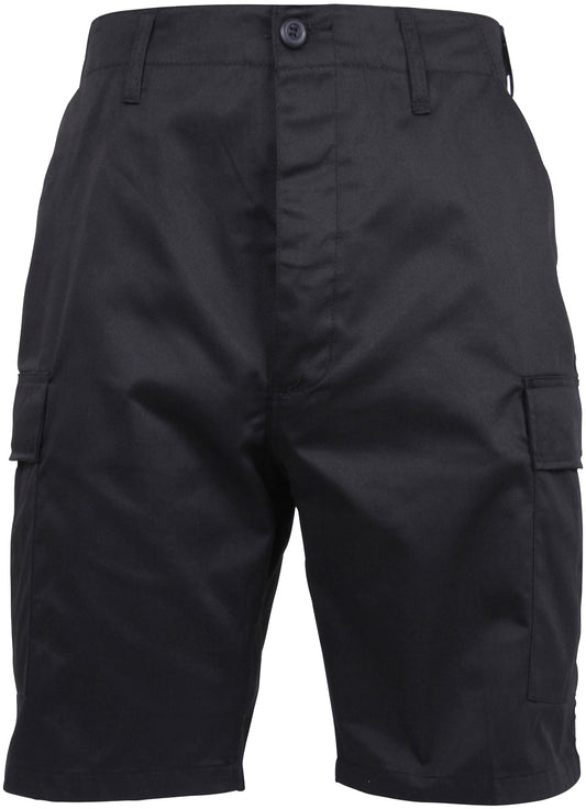 Black - Tactical Cargo BDU Shorts - Polyester Cotton Twill - Zipper Fly