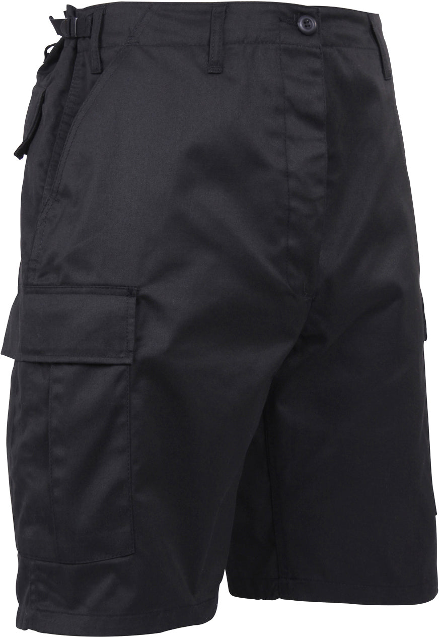 Black - Tactical Cargo BDU Shorts - Polyester Cotton Twill - Zipper Fly