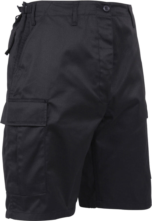 Black - Tactical Cargo BDU Shorts - Polyester Cotton Twill - Zipper Fly
