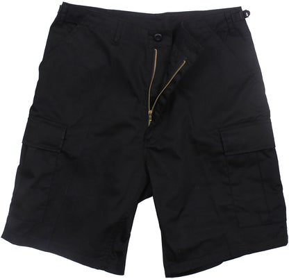 Black - Tactical Cargo BDU Shorts - Polyester Cotton Twill - Zipper Fly
