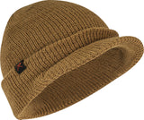 Coyote Brown - 100% Wool Double Layered Visor Jeep Watch Cap Warm Beanie with Brim & Rothco Tag