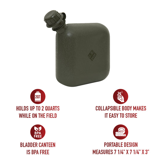Olive Drab - Genuine GI 2 Quart Bladder Canteen - USA Made