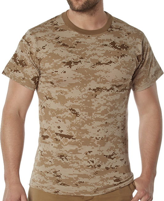 Desert Digital Camo - Tactical Short Sleeve T-Shirt, 100% Cotton, Standard Fit