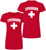 Women's Lifeguard + White Cross T-Shirt | Slim Fit 100% Cotton Life Guard Watch Duty Tee Shirt, Red