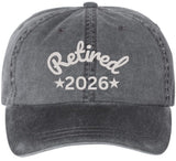 Retired Since 2026 Embroidered Baseball Cap New Retirees Washed Vintage Style Cotton Hat
