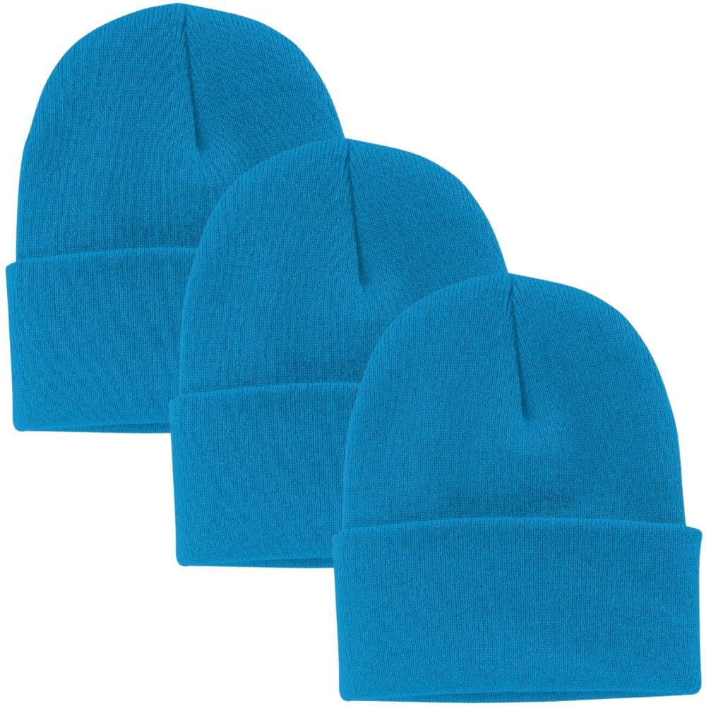3 Pack Acrylic Beanie Watch Caps, Warm Knit Skull Cap for Men & Women, Blanks Soft Winter Hats