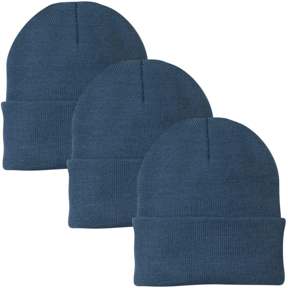 3 Pack Acrylic Beanie Watch Caps, Warm Knit Skull Cap for Men & Women, Blanks Soft Winter Hats