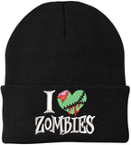 I Love Zombies Embroidered Beanie Hat Halloween Acrylic Warm Winter Skull Watch Cap