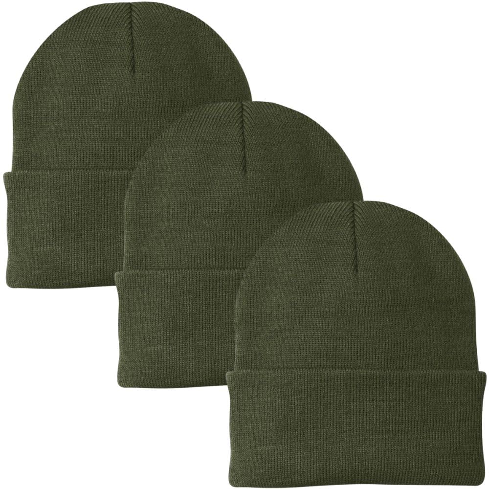 3 Pack Acrylic Beanie Watch Caps, Warm Knit Skull Cap for Men & Women, Blanks Soft Winter Hats