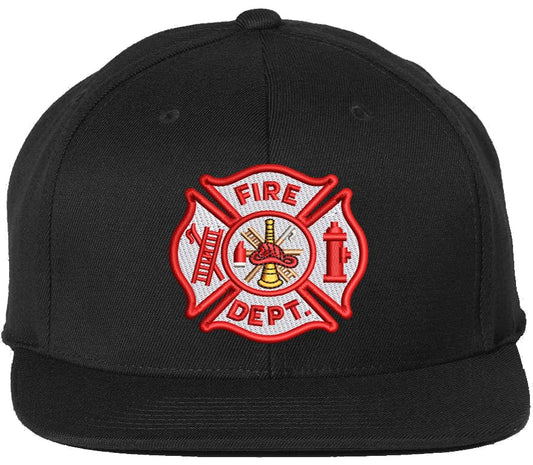Fire Department Logo Snapback Hat | Adjustable Flat Bill Cap for Fire Department Rescue Support
