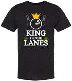 King of The Lanes Printed T-Shirt | 100% Cotton Crewneck Bowling Tee Shirt For Men