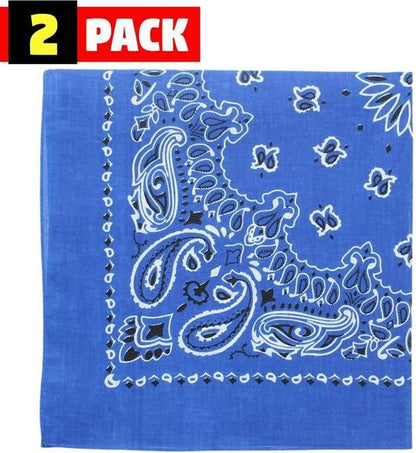 Trainmen Paisley Bandana Head Scarf Do-rag 100% Cotton Bandanna Cover 22" x 22", 2 Pack