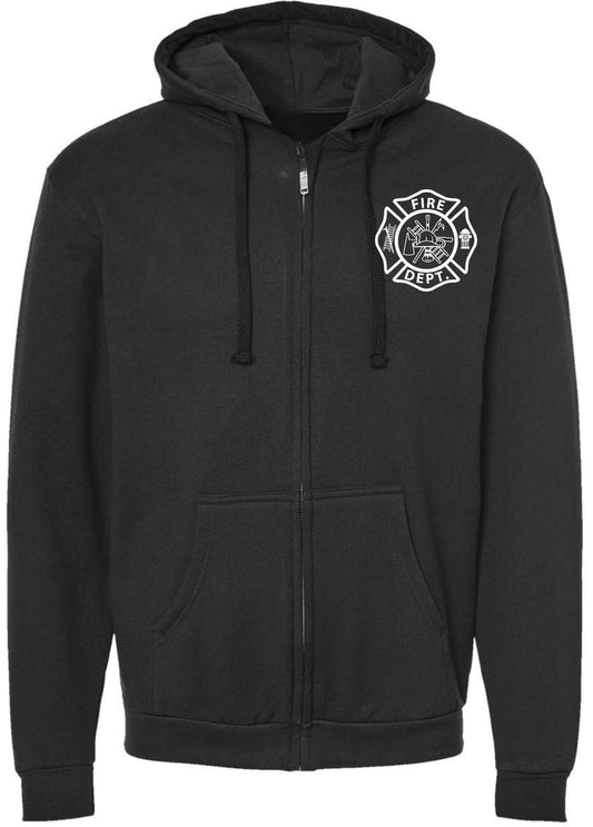 Fire Dept. Fire Rescue Full Zip Hoodie Firefighter Warm Double Side Print Hooded Zipper Sweatshirt for Men & Women