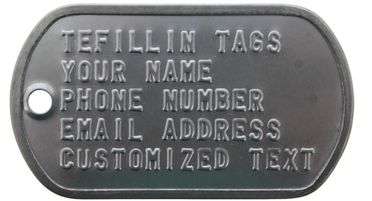 Tefillin Tags Custom Made Printed Metal Tags Personalized ID Tags for Tallit Bag Tallis Tefilin Tefilin Set