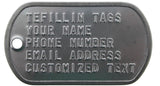 Tefillin Tags Custom Made Printed Metal Tags Personalized ID Tags for Tallit Bag Tallis Tefilin Tefilin Set