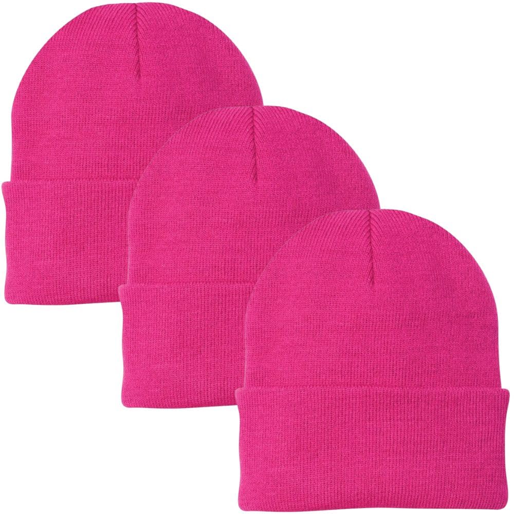 3 Pack Acrylic Beanie Watch Caps, Warm Knit Skull Cap for Men & Women, Blanks Soft Winter Hats