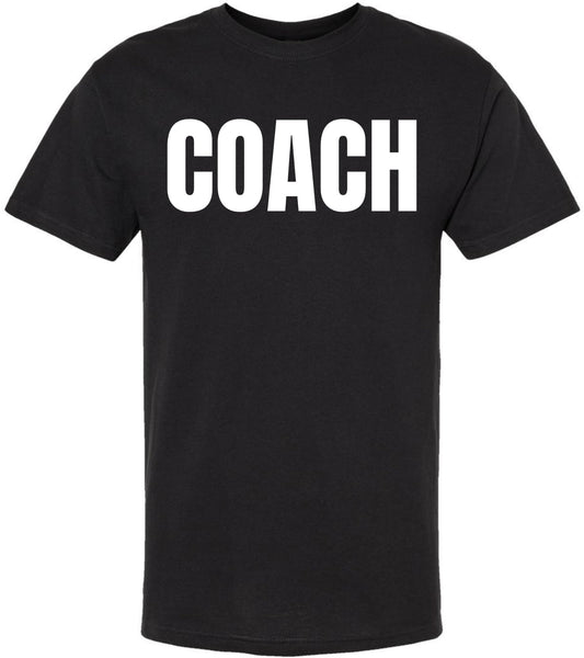 Coach T-Shirt | Sports Team Staff Uniform Crewneck Shirt for Trainers, Instructors & Athletics Dept 100% Cotton Short Sleeve